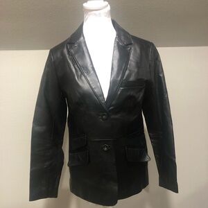 Hal Rubenstein black leather jacket coat ladies small lined